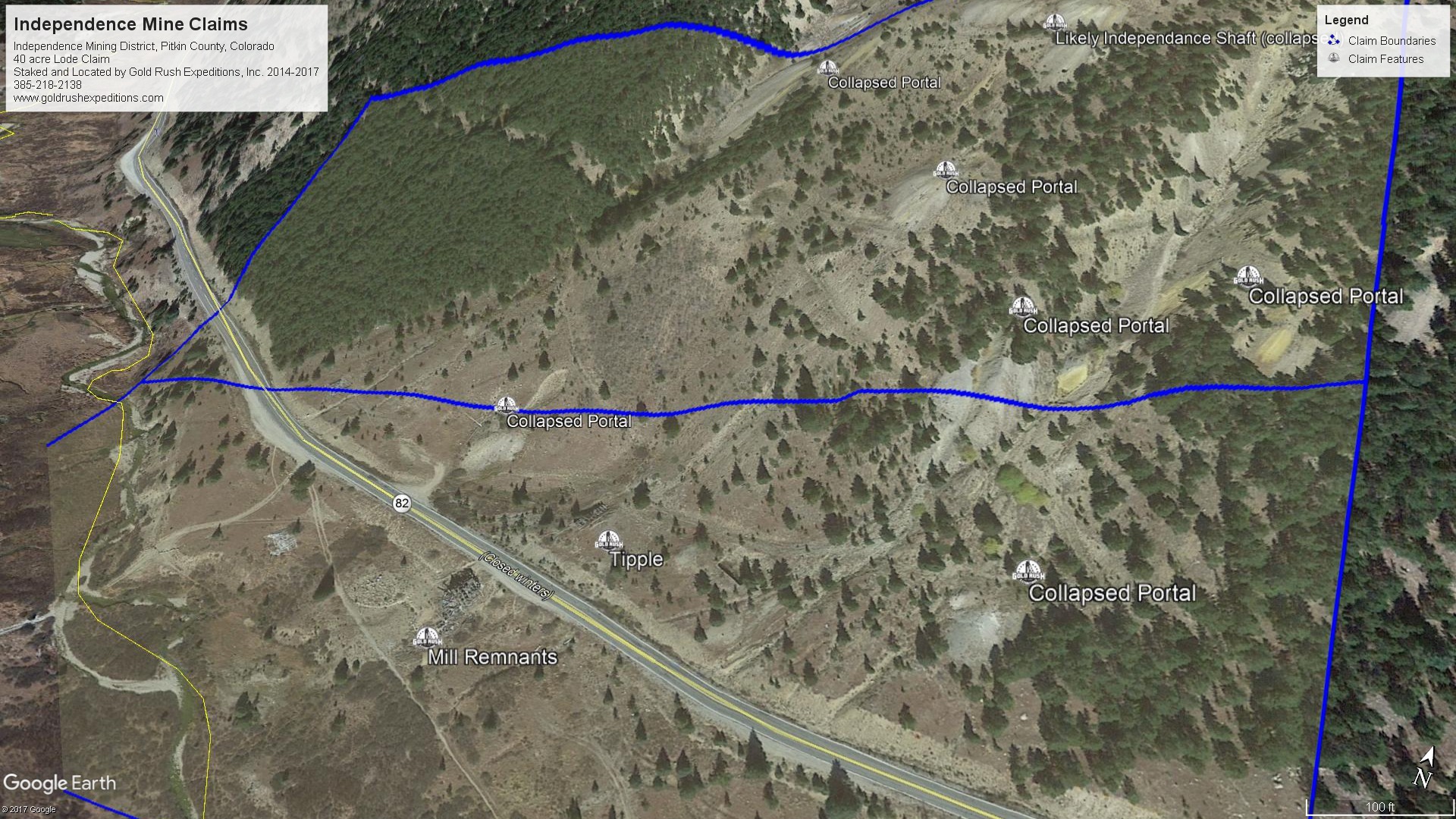 Gold Rush Expeditions, Inc Independence (CO) Mineral Property Map