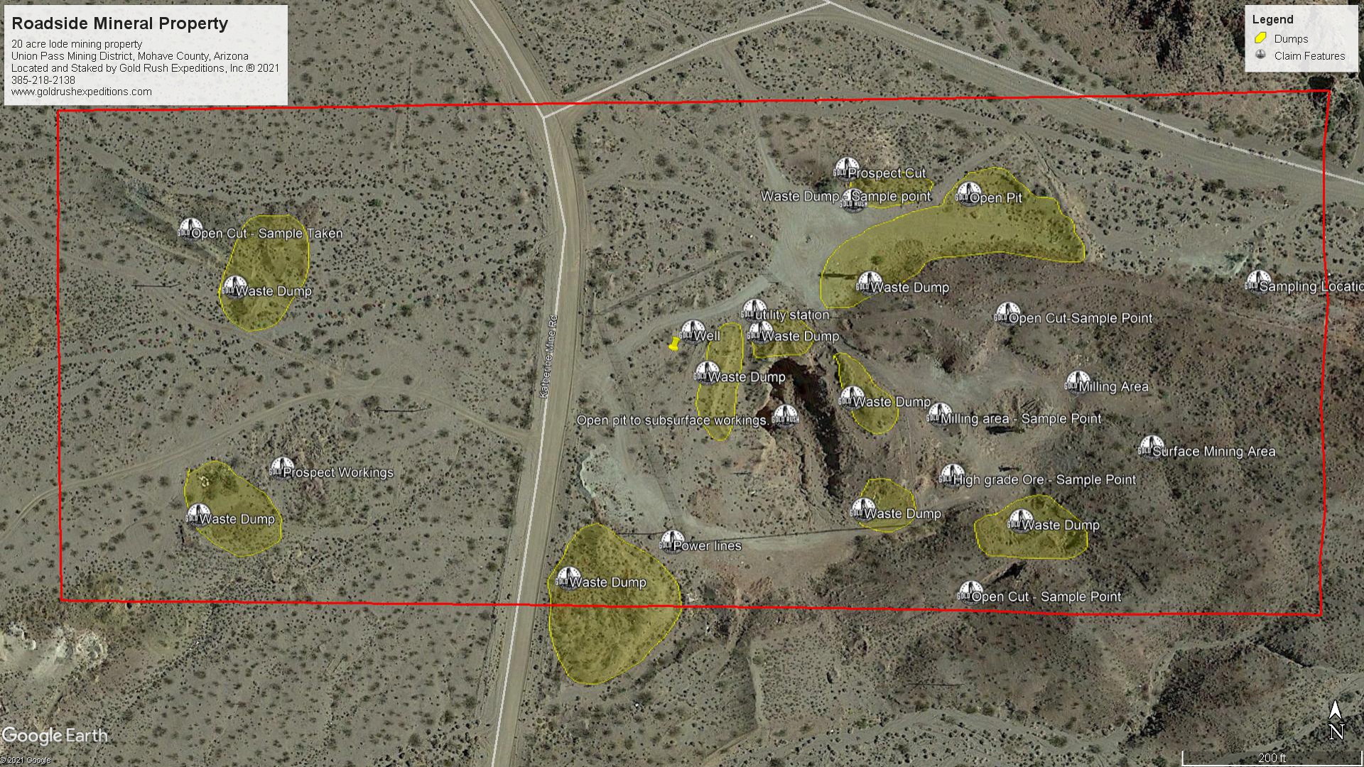 Gold Rush Expeditions, Inc Roadside (Arizona Rand) Mineral Property Map