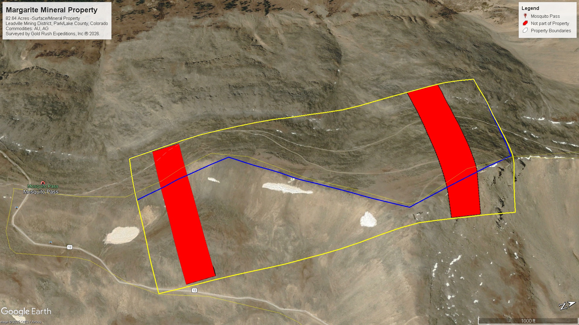 Gold Rush Expeditions, Inc Margarite (SRO/MRO) Mineral Property Map