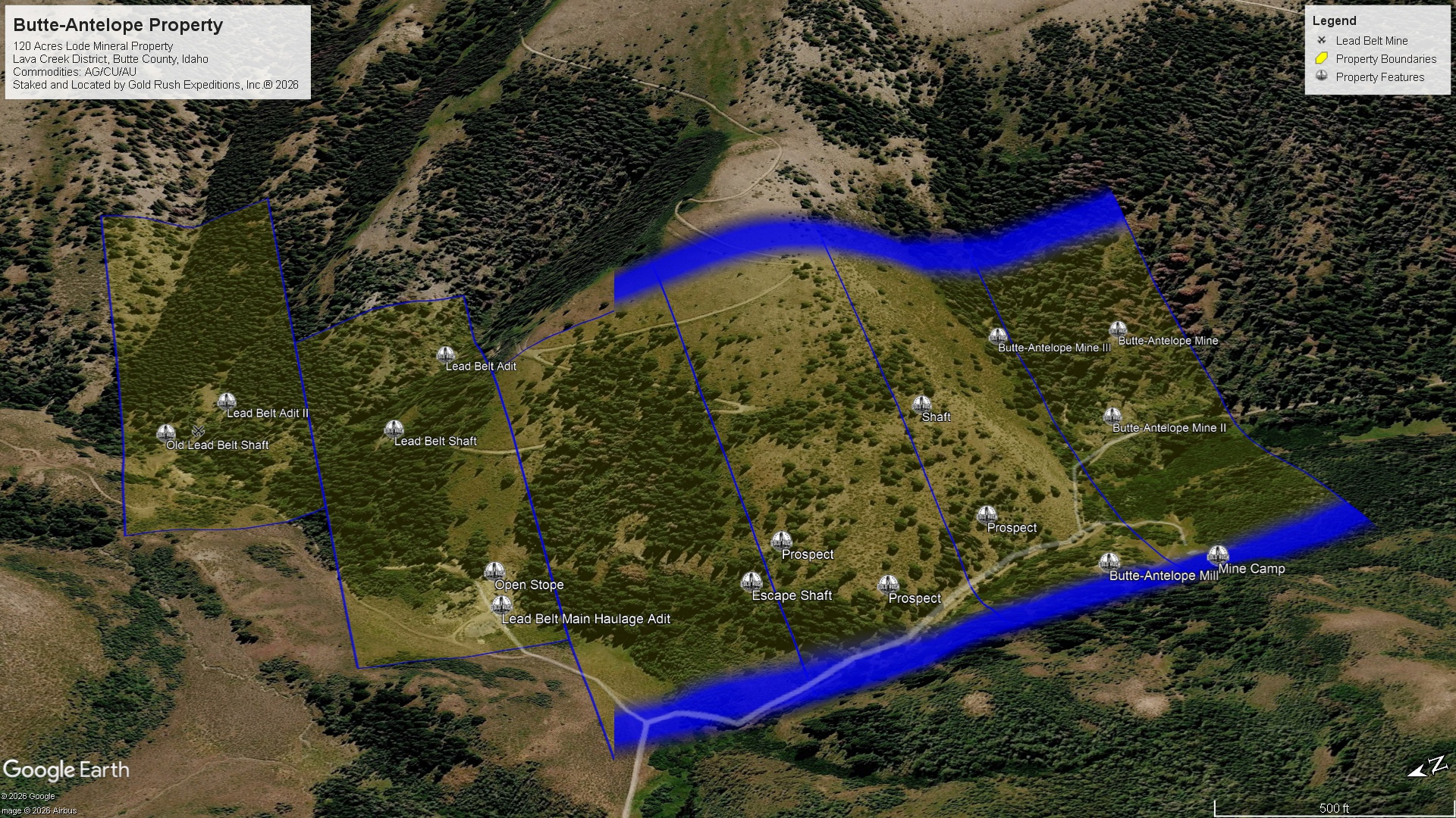 Gold Rush Expeditions, Inc Lead Belt Mineral Property Map