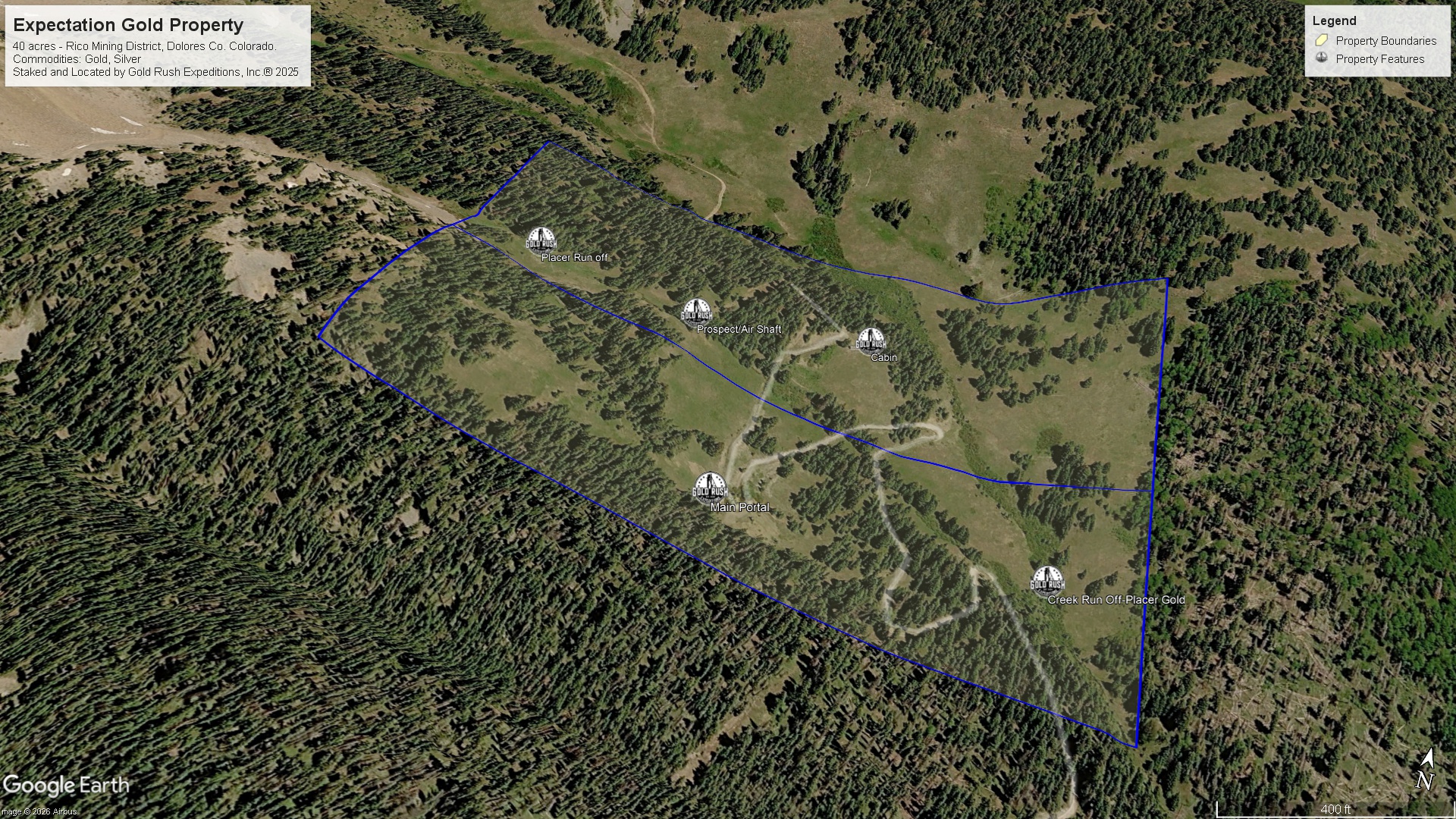 Gold Rush Expeditions, Inc Expectation Gold Mineral Property Map