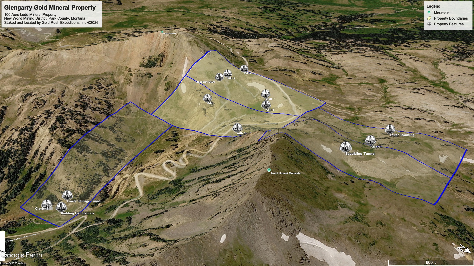 Gold Rush Expeditions, Inc Glengarry Gold Mineral Property Map