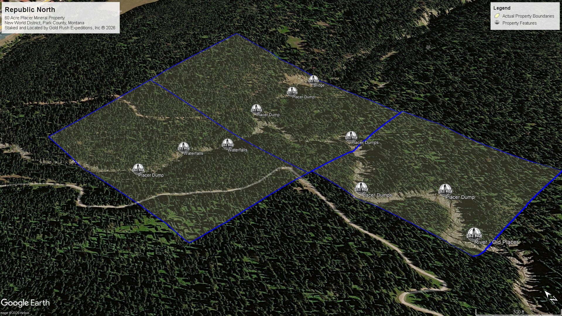 Gold Rush Expeditions, Inc Republic South Placer Mineral Property Map